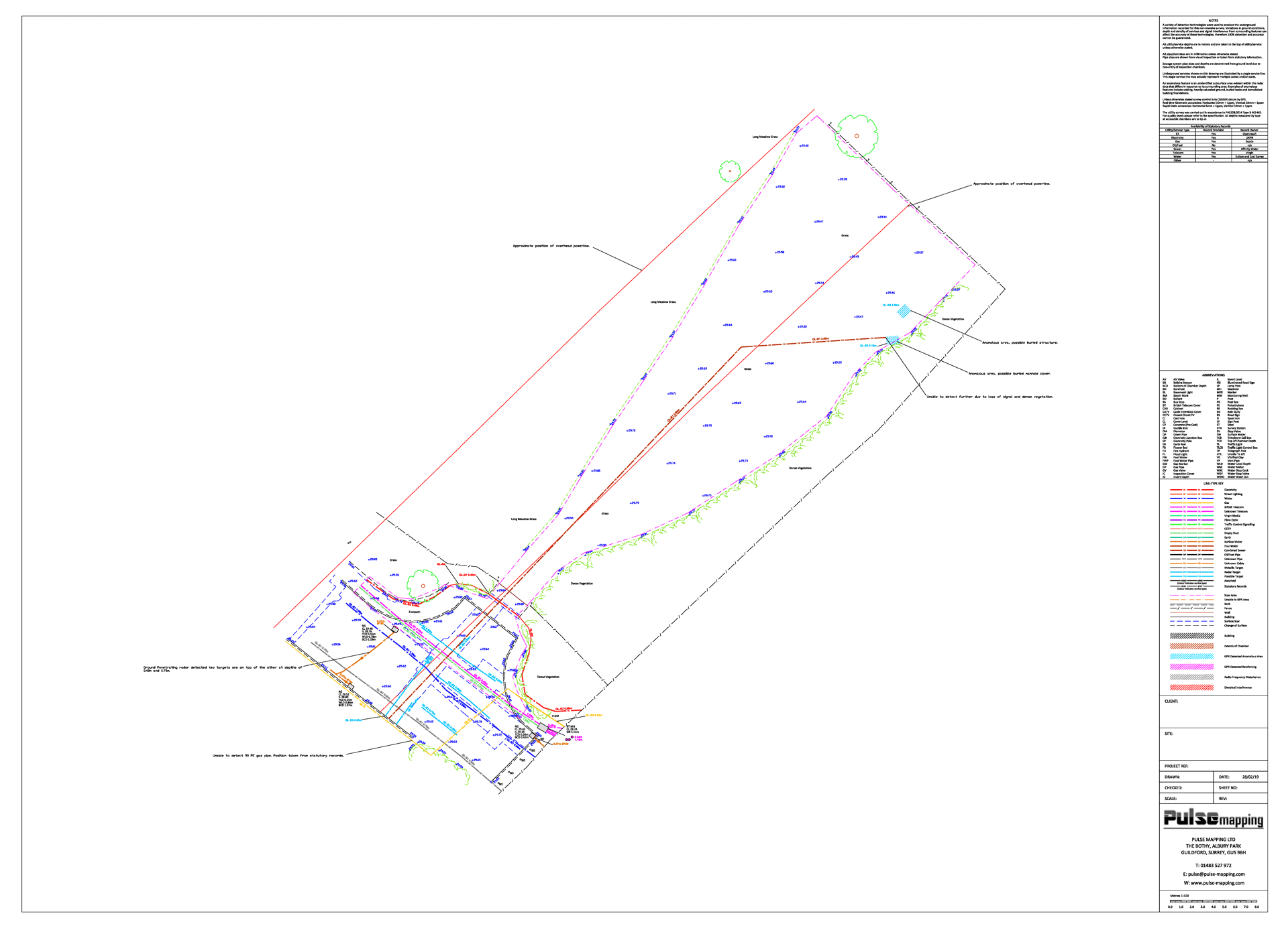 Detection of a pumped foul water pipe using GPR