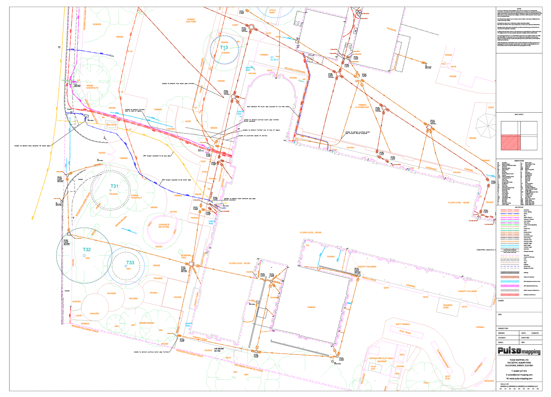 Detection of buried services at a school