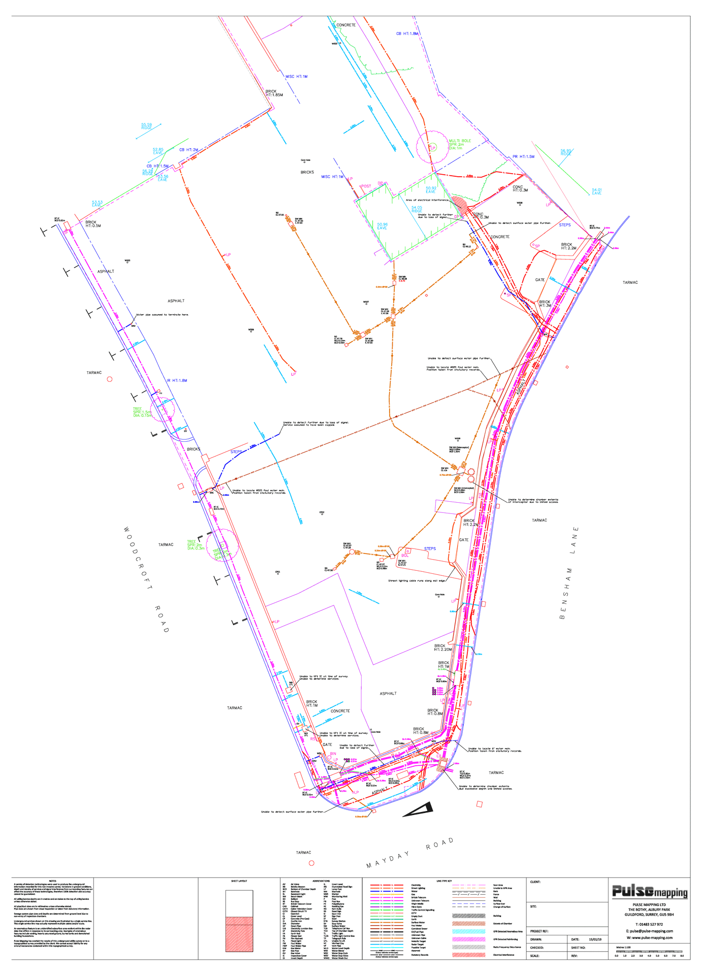 Utility mapping of footpath and car park