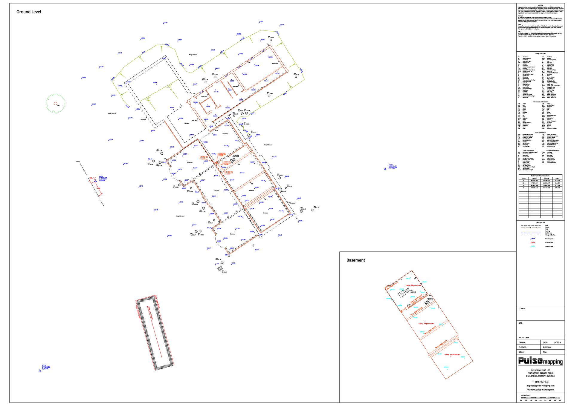 Topographic survey of a partially constructed building