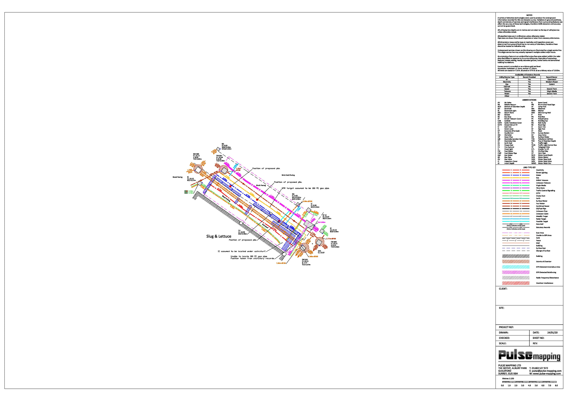 Utility Survey for proposed piling.